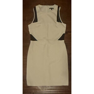 Express Women’s Size 10 Bodycon Dress White with Black Mesh Panels — Sleeveless